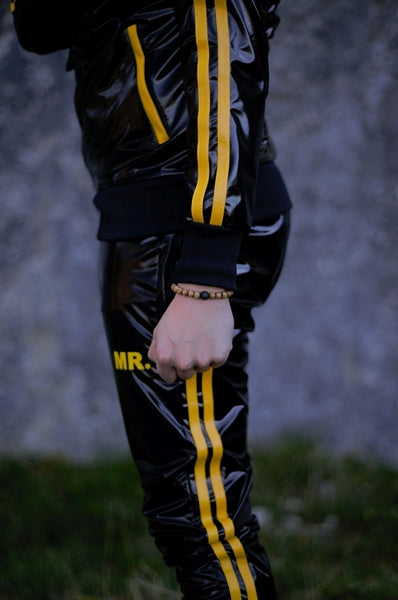 MR Riegillio PVC tracksuit jacket yellow stripes | Fetish | Sk8erboy®