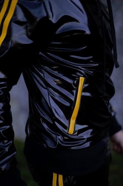 MR Riegillio PVC tracksuit jacket yellow stripes | Fetish | Sk8erboy®